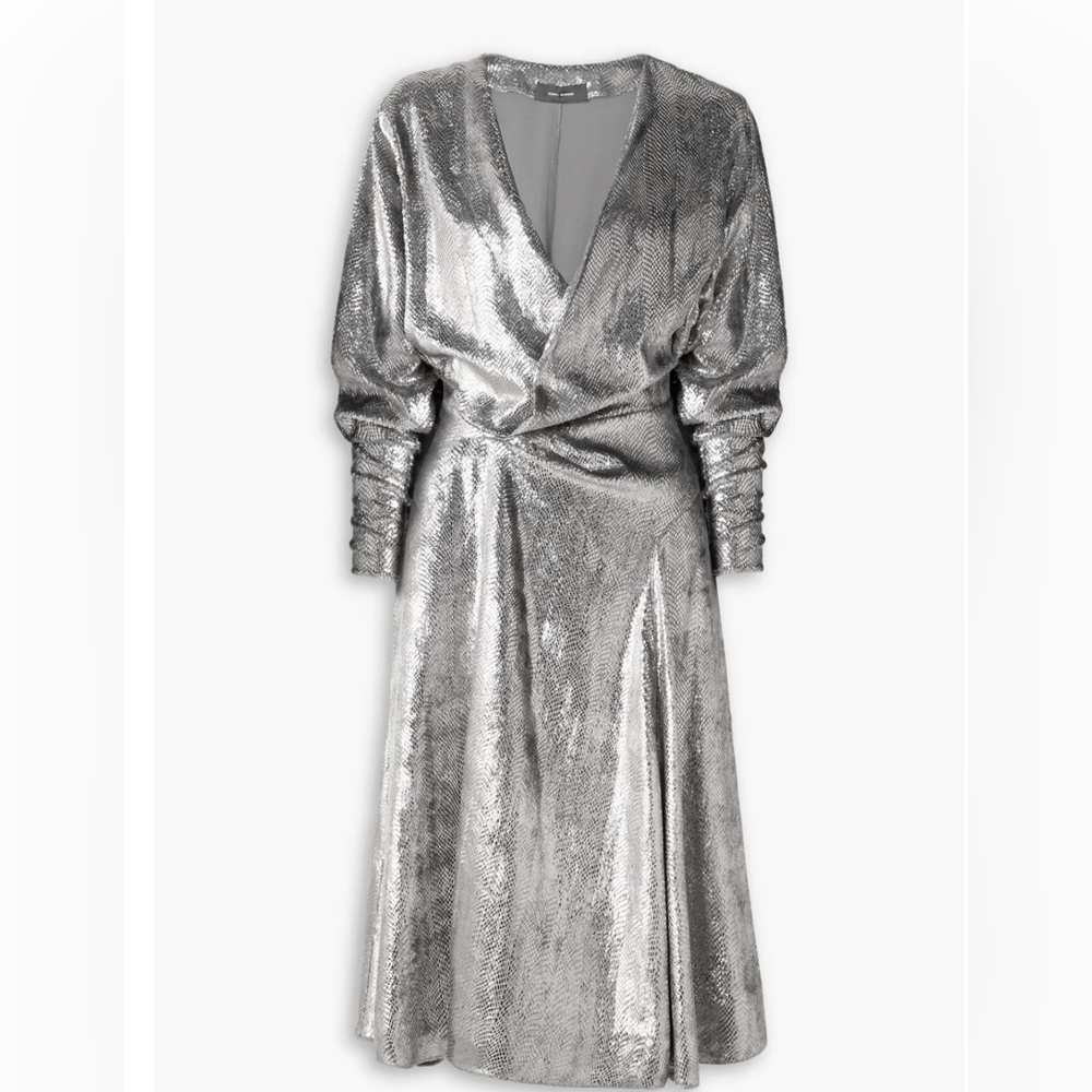 Isabel Marant Courtneya Silver Lamè dress